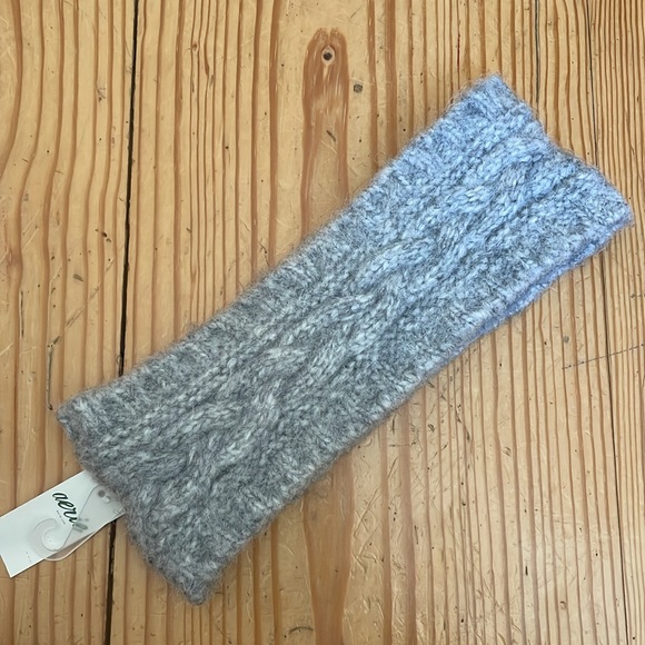 NWT Aerie gray cableknit headband fleece knit cozy ear warmer head band wrap - Picture 4 of 4